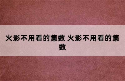 火影不用看的集数 火影不用看的集数